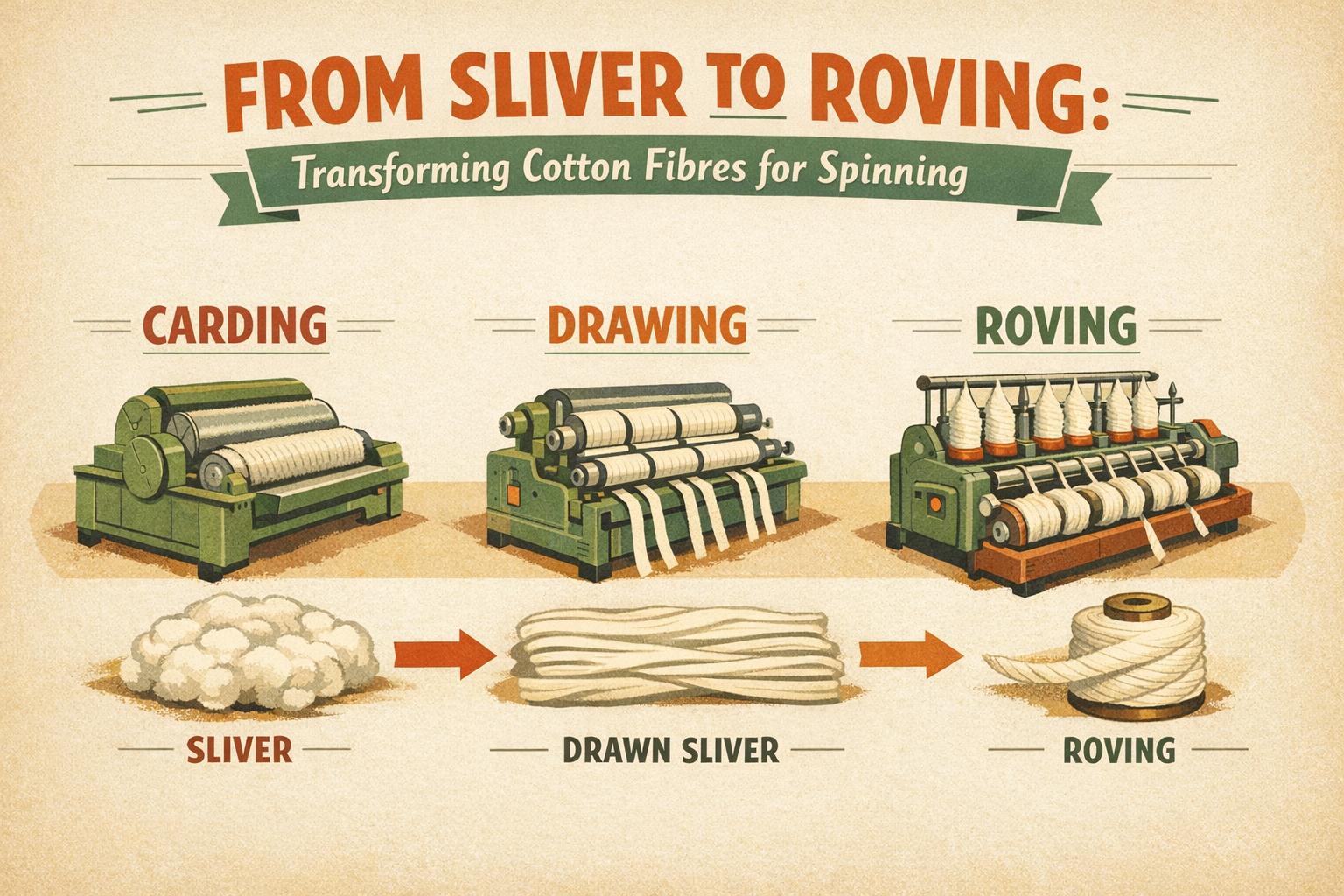 Thumbnail for: From Sliver to Roving: Transforming Cotton Fibres for Spinning