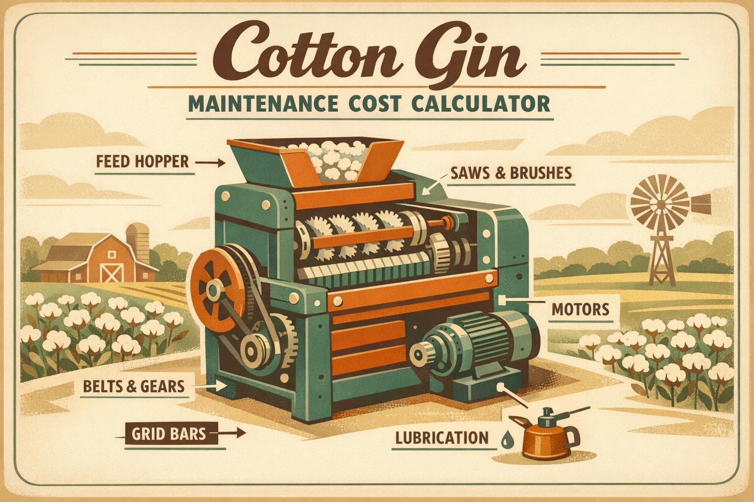 Thumbnail for: Cotton Gin Maintenance Cost Calculator
