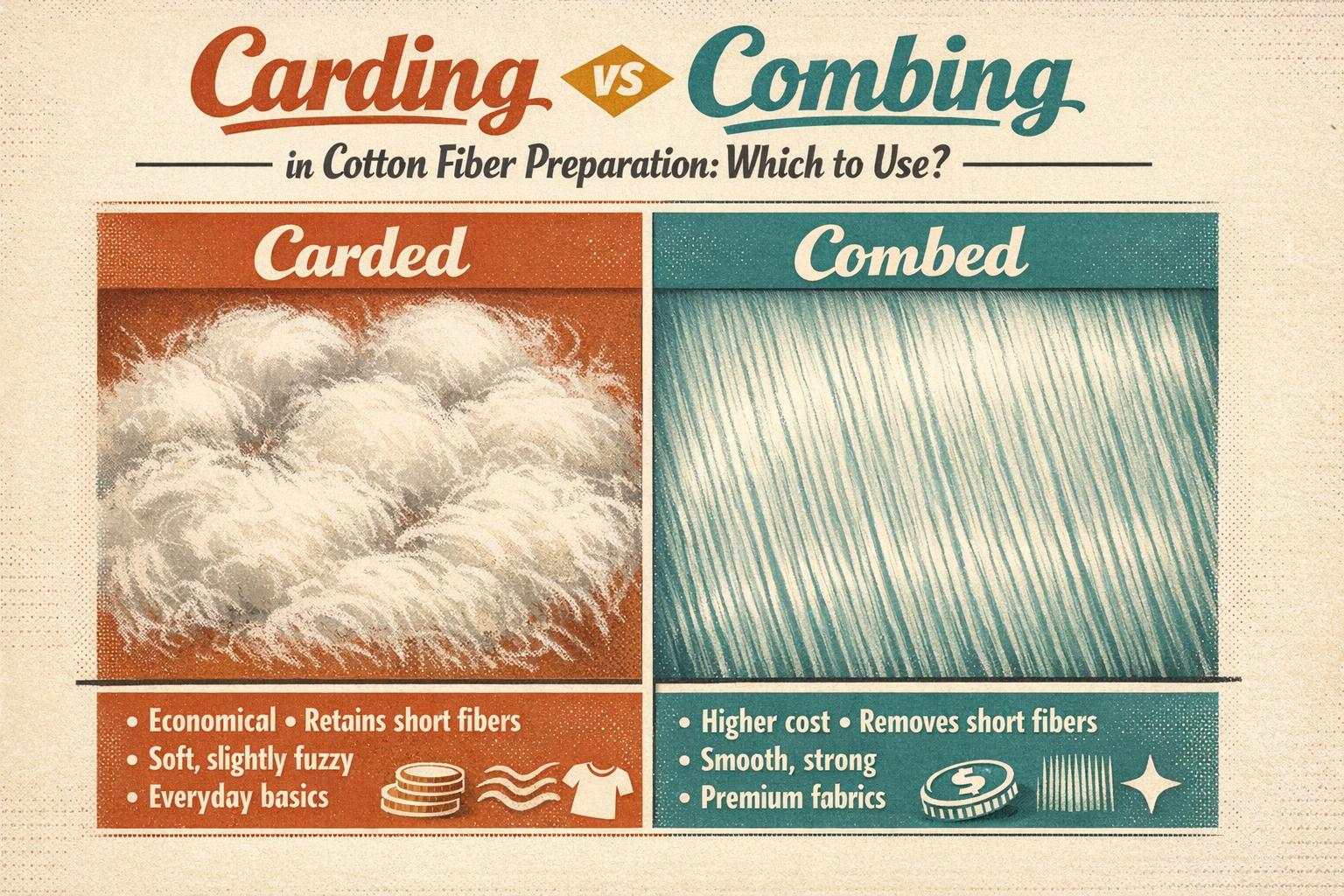 Thumbnail for: Carding vs Combing in Cotton Fiber Preparation: Which to Use?