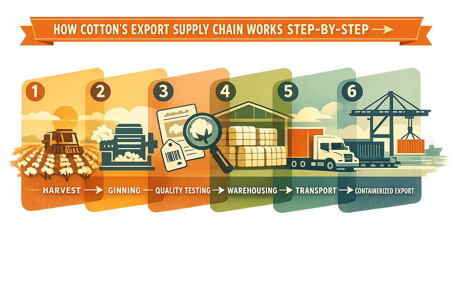 Thumbnail for: How Cotton’s Export Supply Chain Works Step-by-Step