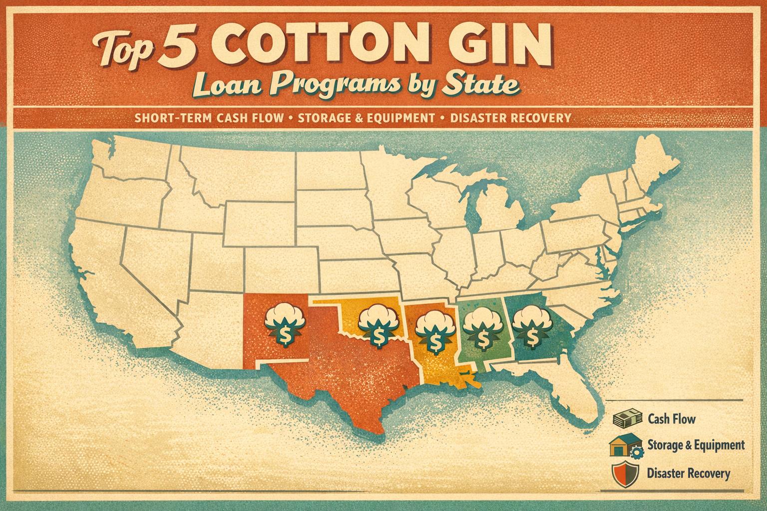 Thumbnail for: Top 5 Cotton Gin Loan Programs by State