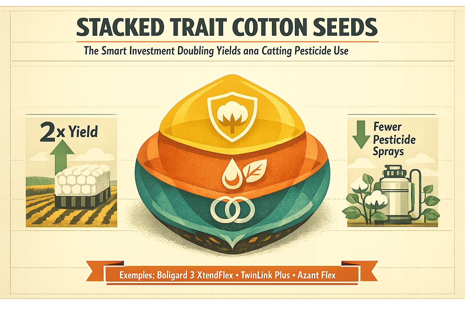 Thumbnail for: Stacked Trait Cotton Seeds: The Smart Investment Doubling Yields and Cutting Pesticide Use