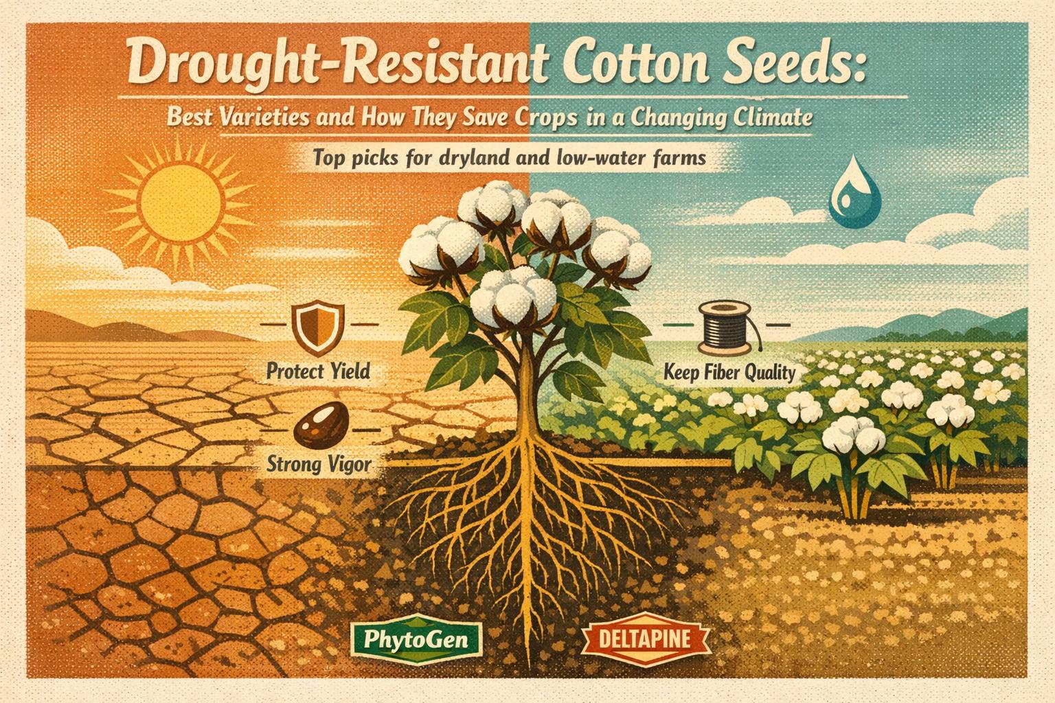 Thumbnail for: Drought-Resistant Cotton Seeds: Best Varieties and How They Save Crops in A Changing Climate