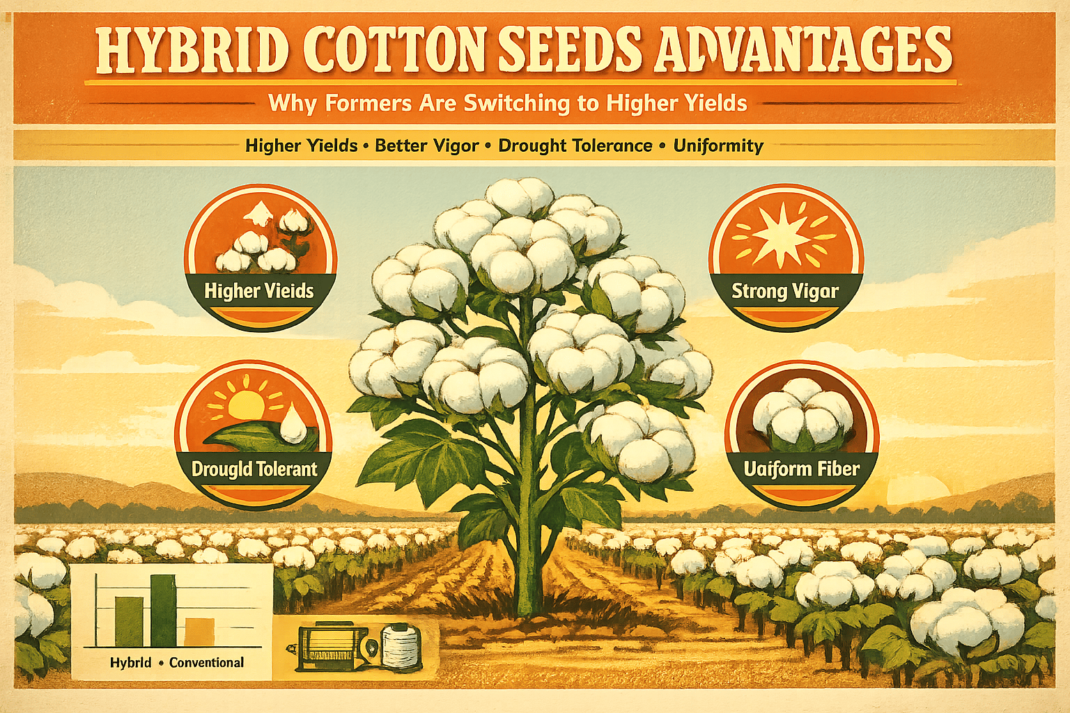 Thumbnail for: Hybrid Cotton Seeds Advantages: Why Farmers Are Switching to Higher Yields