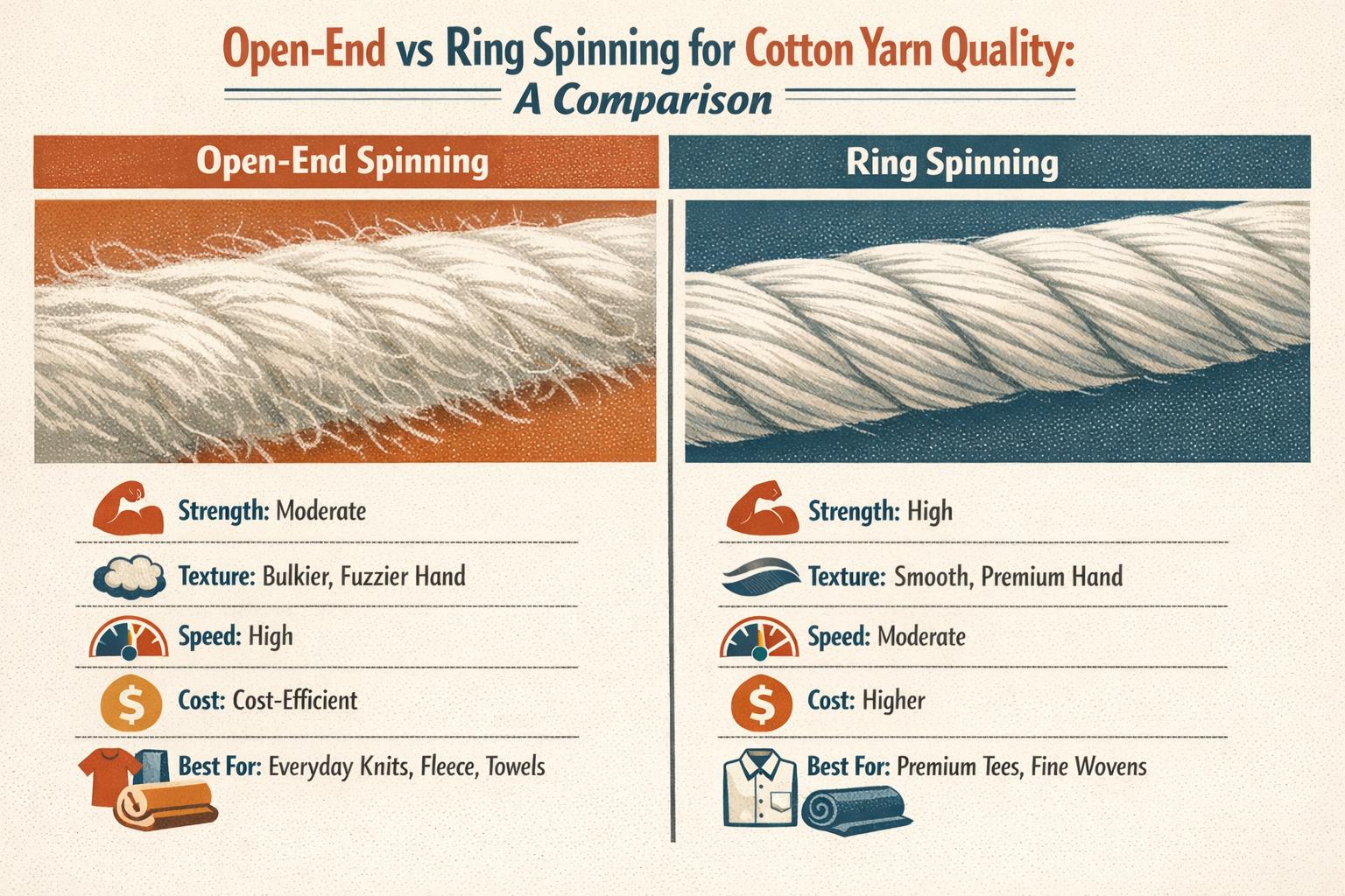Thumbnail for: Open-End vs Ring Spinning for Cotton Yarn Quality: A Comparison