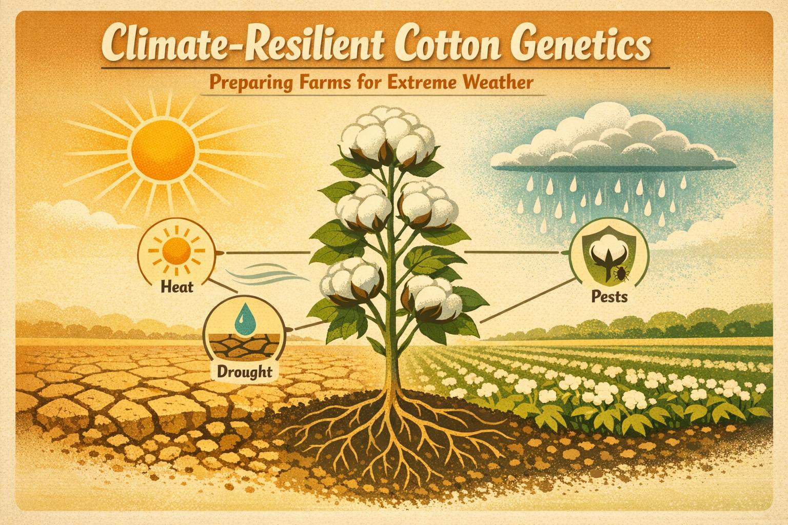 Thumbnail for: Climate-Resilient Cotton Genetics: Preparing Farms for Extreme Weather