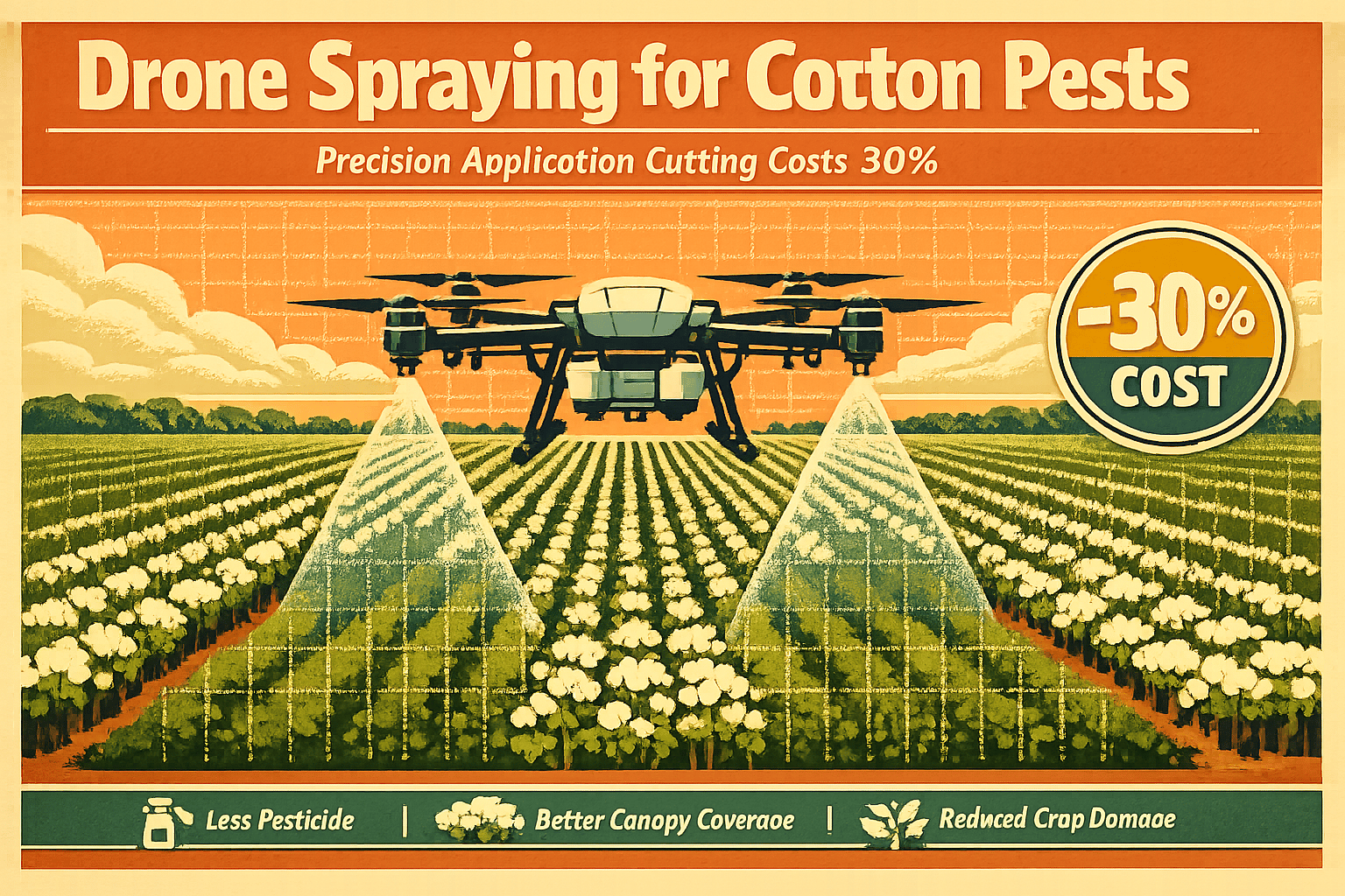 Thumbnail for: Drone Spraying for Cotton Pests: Precision Application Cutting Costs 30%