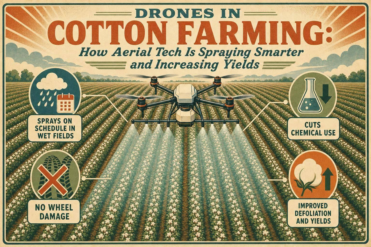 Thumbnail for: Drones in Cotton Farming: How Aerial Tech Is Spraying Smarter and Increasing Yields