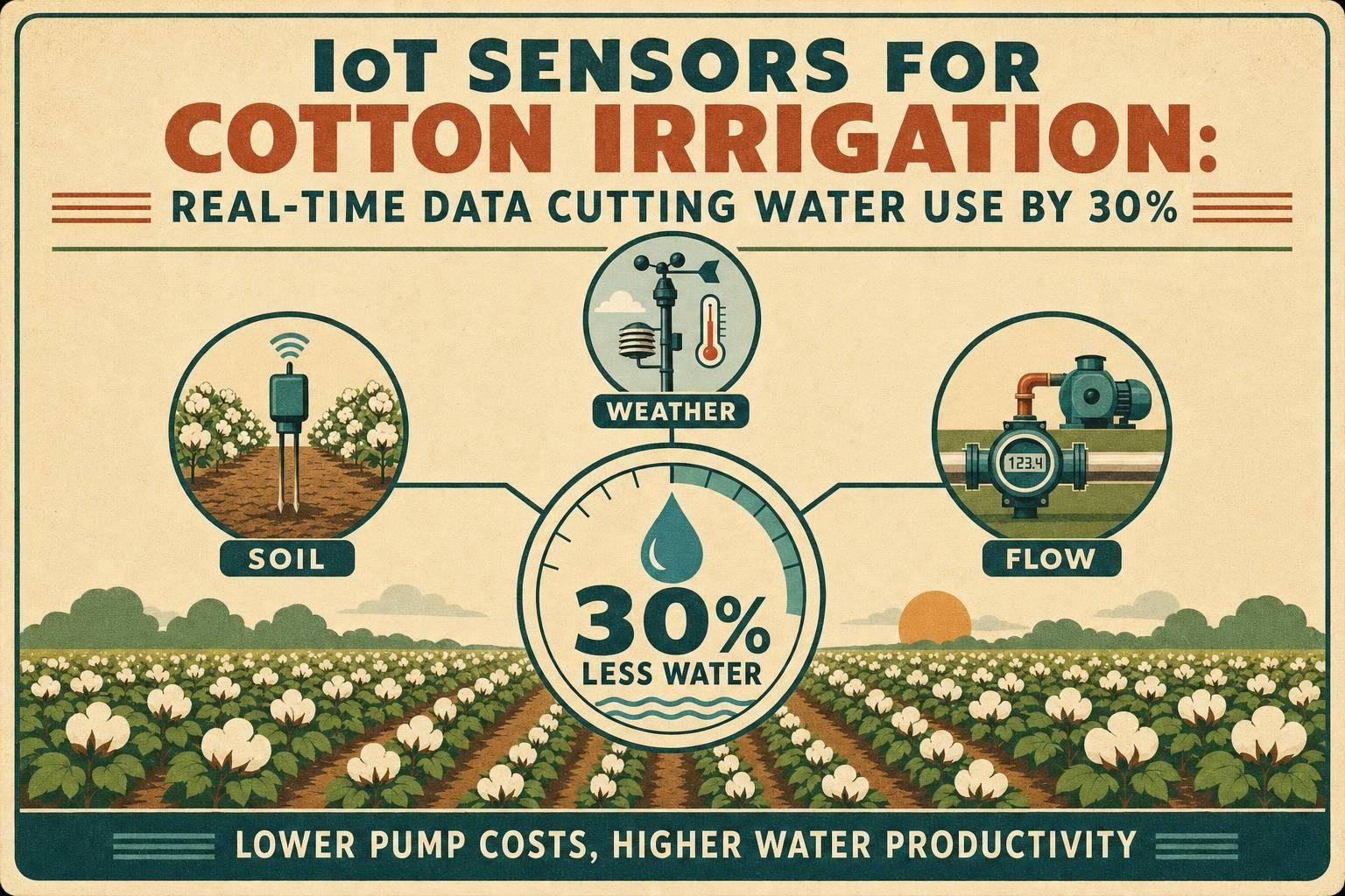Thumbnail for: IoT Sensors for Cotton Irrigation: Real-Time Data Cutting Water Use by 30%