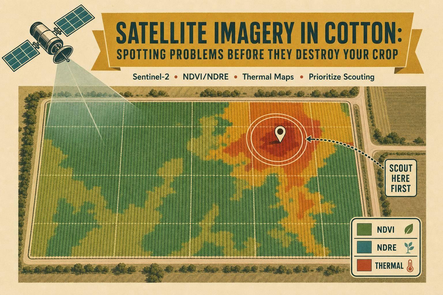 Thumbnail for: Satellite Imagery in Cotton: Spotting Problems Before They Destroy Your Crop
