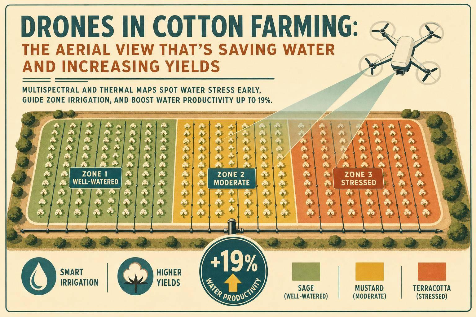 Thumbnail for: Drones in Cotton Farming: The Aerial View That’s Saving Water and Increasing Yields