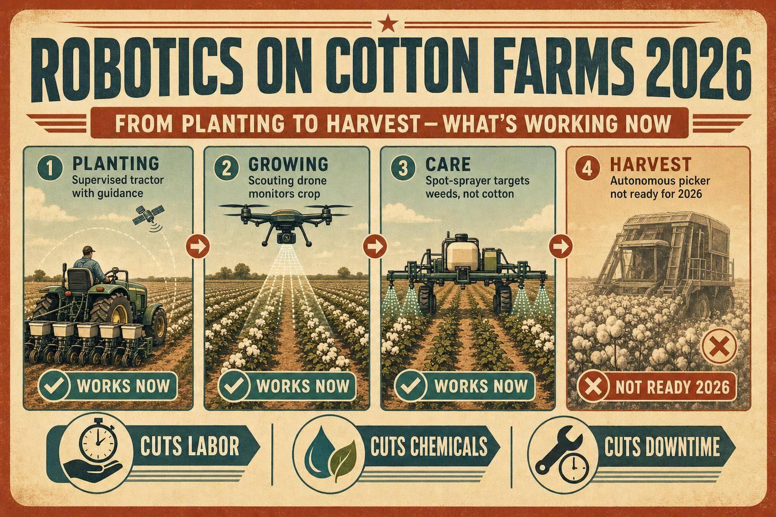 Thumbnail for: Robotics on Cotton Farms 2026: From Planting to Harvest, What’s Working Now