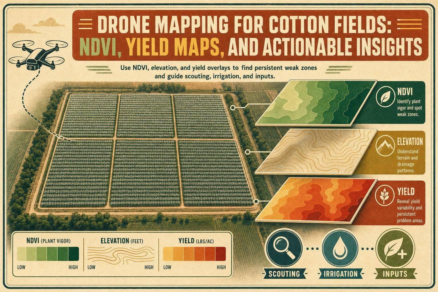 Thumbnail for: Drone Mapping for Cotton Fields: NDVI, Yield Maps, and Actionable Insights