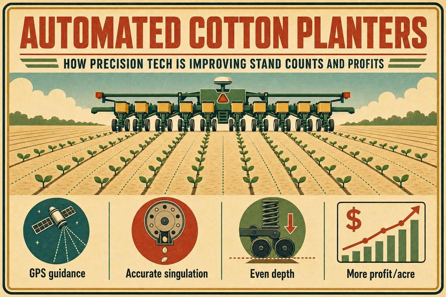 Thumbnail for: Automated Cotton Planters: How Precision Tech Is Improving Stand Counts and Profits