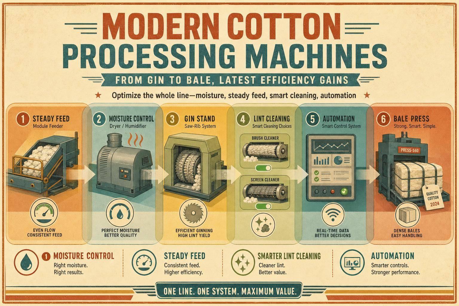 Thumbnail for: Modern Cotton Processing Machines: From Gin to Bale, Latest Efficiency Gains