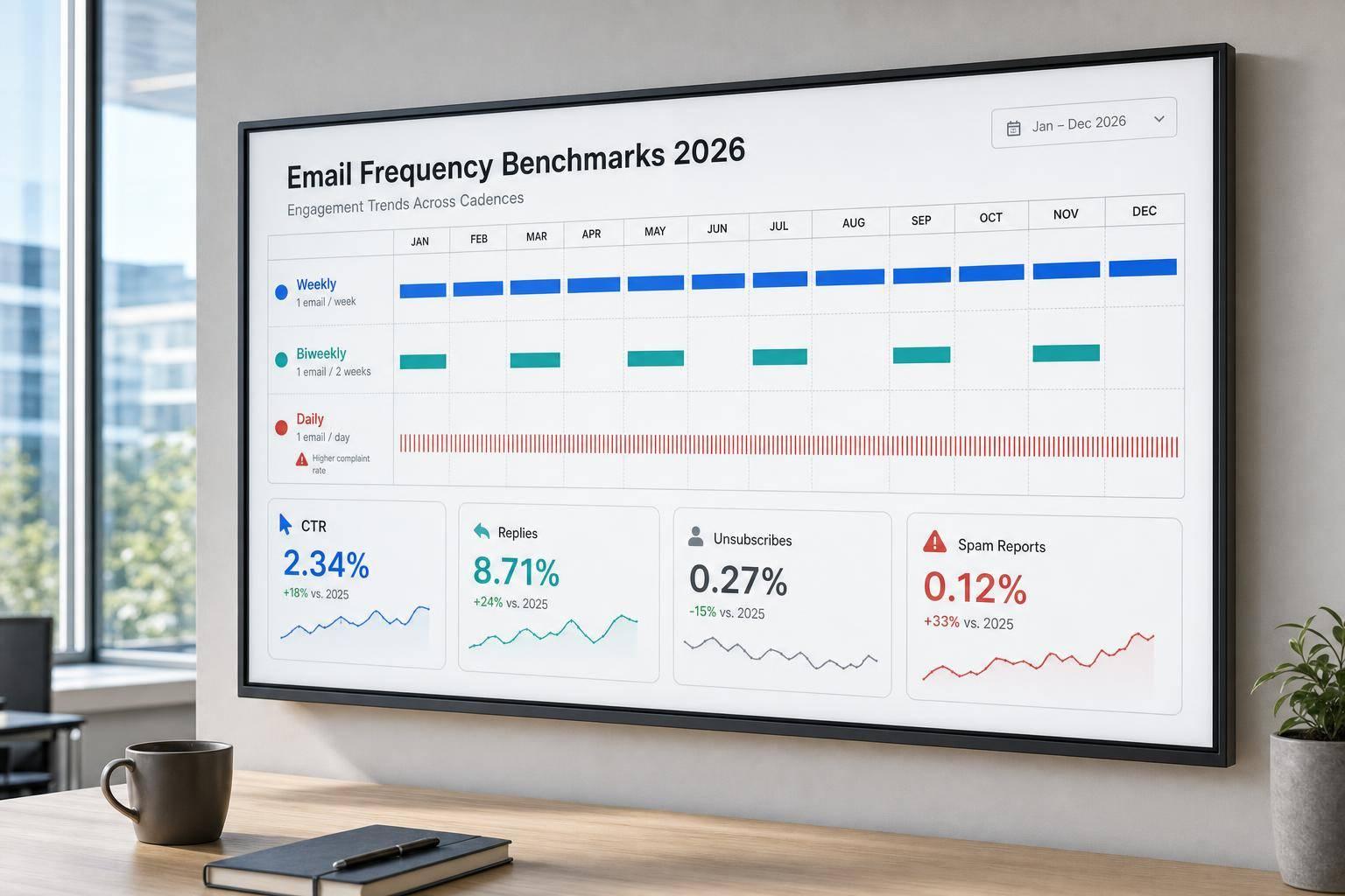 Thumbnail for: Email Frequency Benchmarks 2026: Engagement Trends