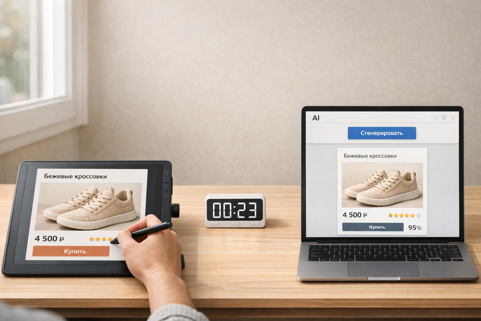 Дизайнер vs ИИ: кто быстрее создаст карточку товара