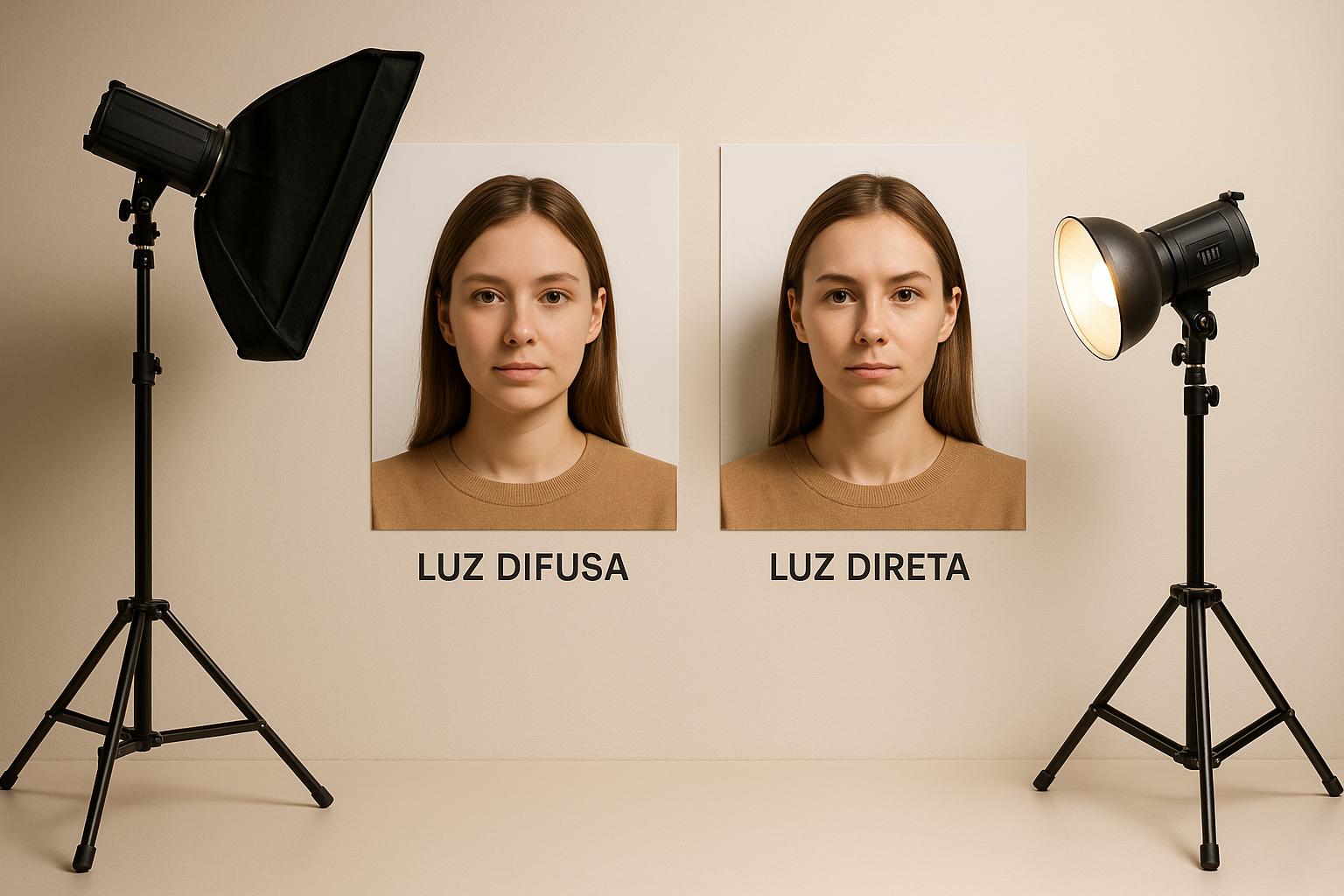 Diferença Entre Luz Difusa e Direta em Fotos 3x4