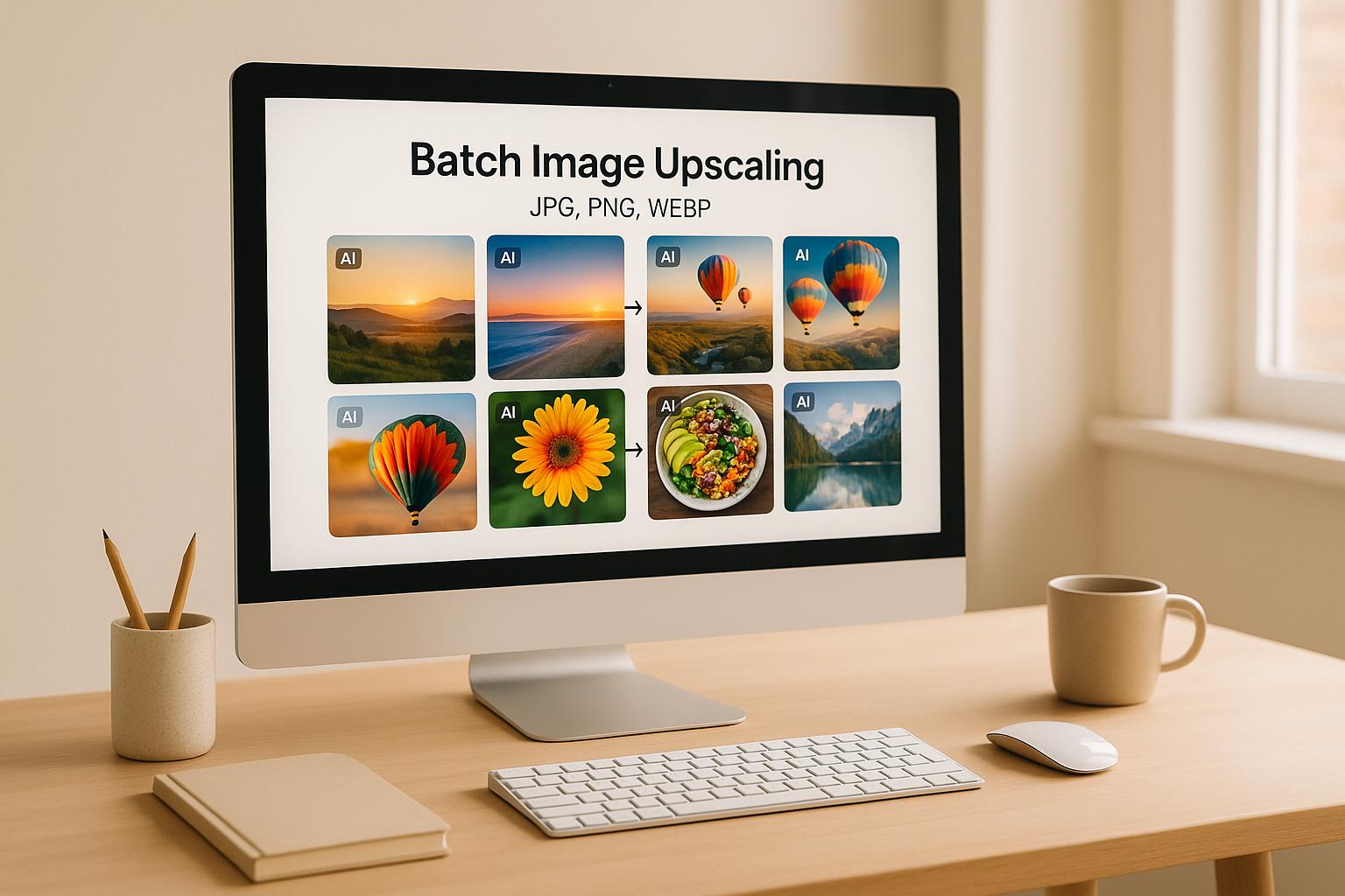 Batch Image Upscaling for JPG, PNG, WEBP