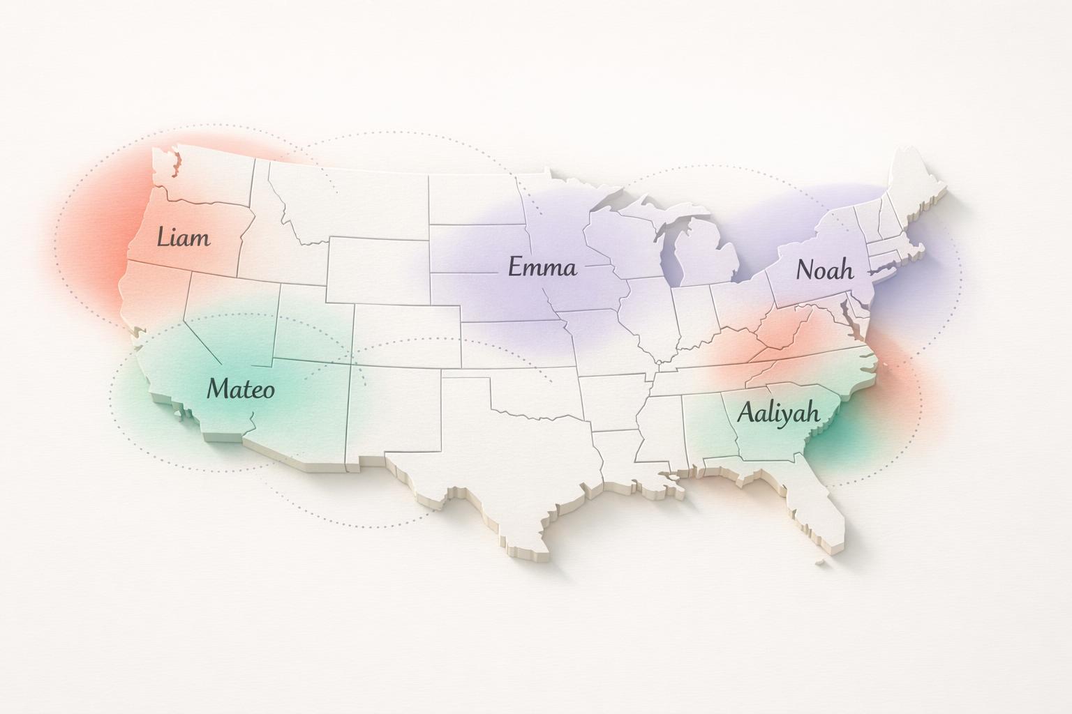Thumbnail for: How Baby Name Trends Vary Across US Regions