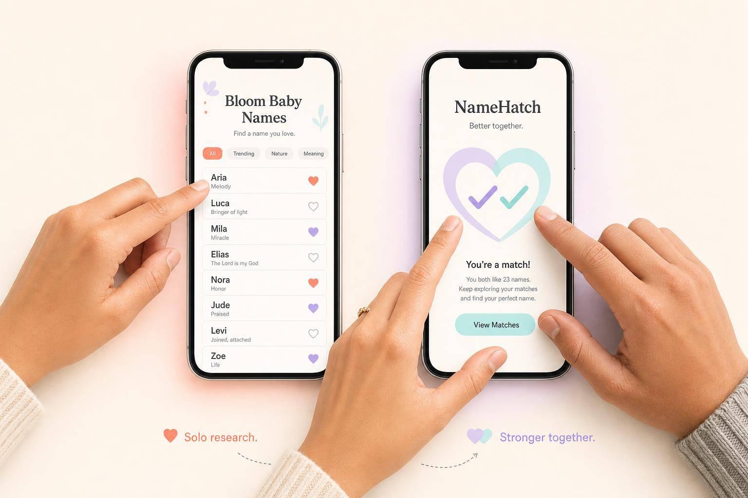 Thumbnail for: Bloom Baby Names vs NameHatch: Solo or Together?