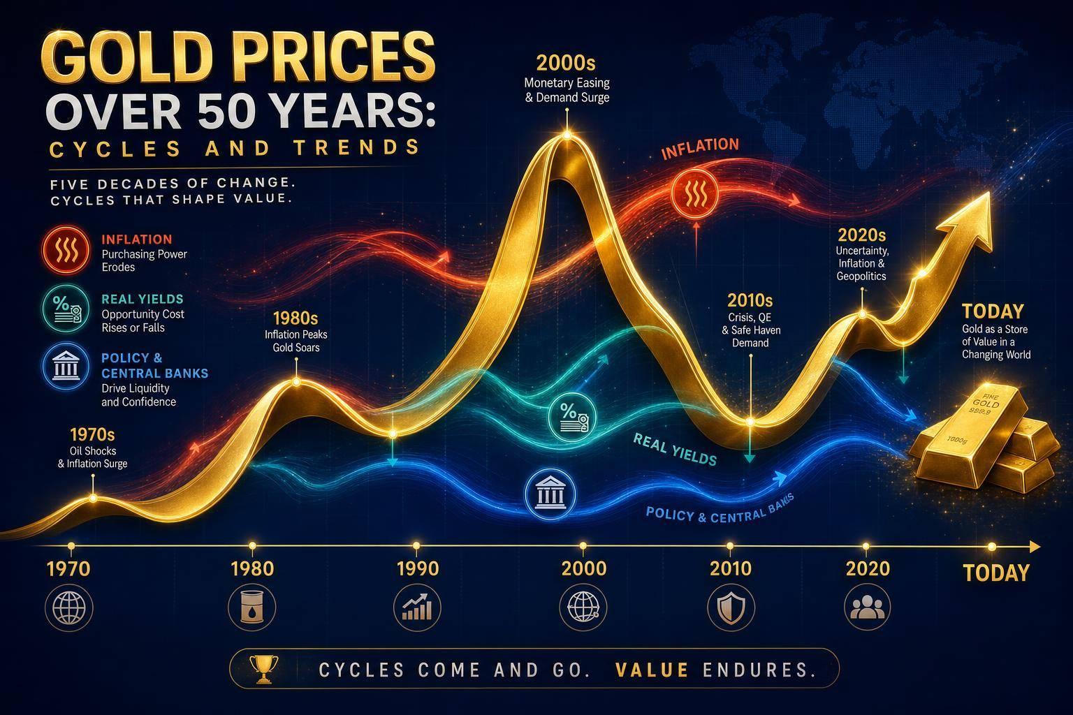 Gold Prices Over 50 Years: Cycles And Trends