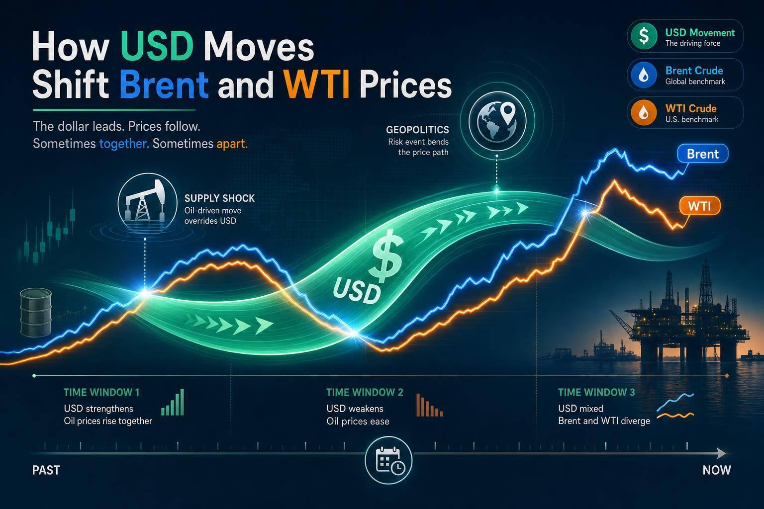 How USD Moves Shift Brent and WTI Prices