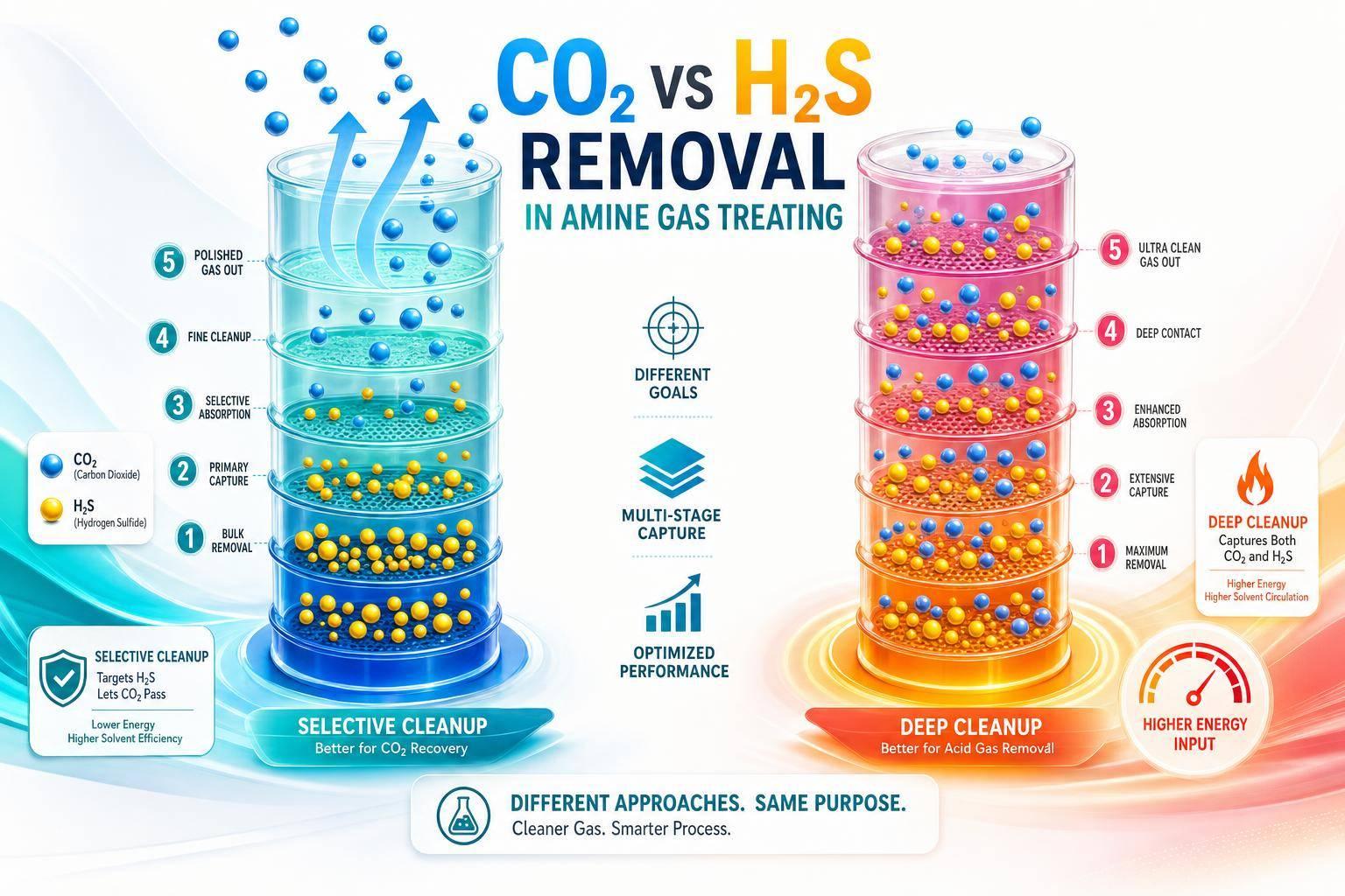 CO2 vs H2S Removal in Amine Gas Treating