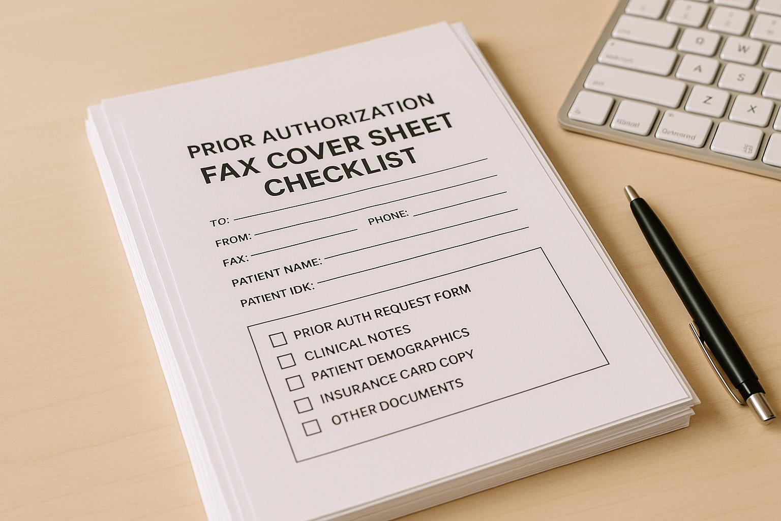 Prior Authorization Fax Cover Sheet Checklist for Clinics & Billing Teams
