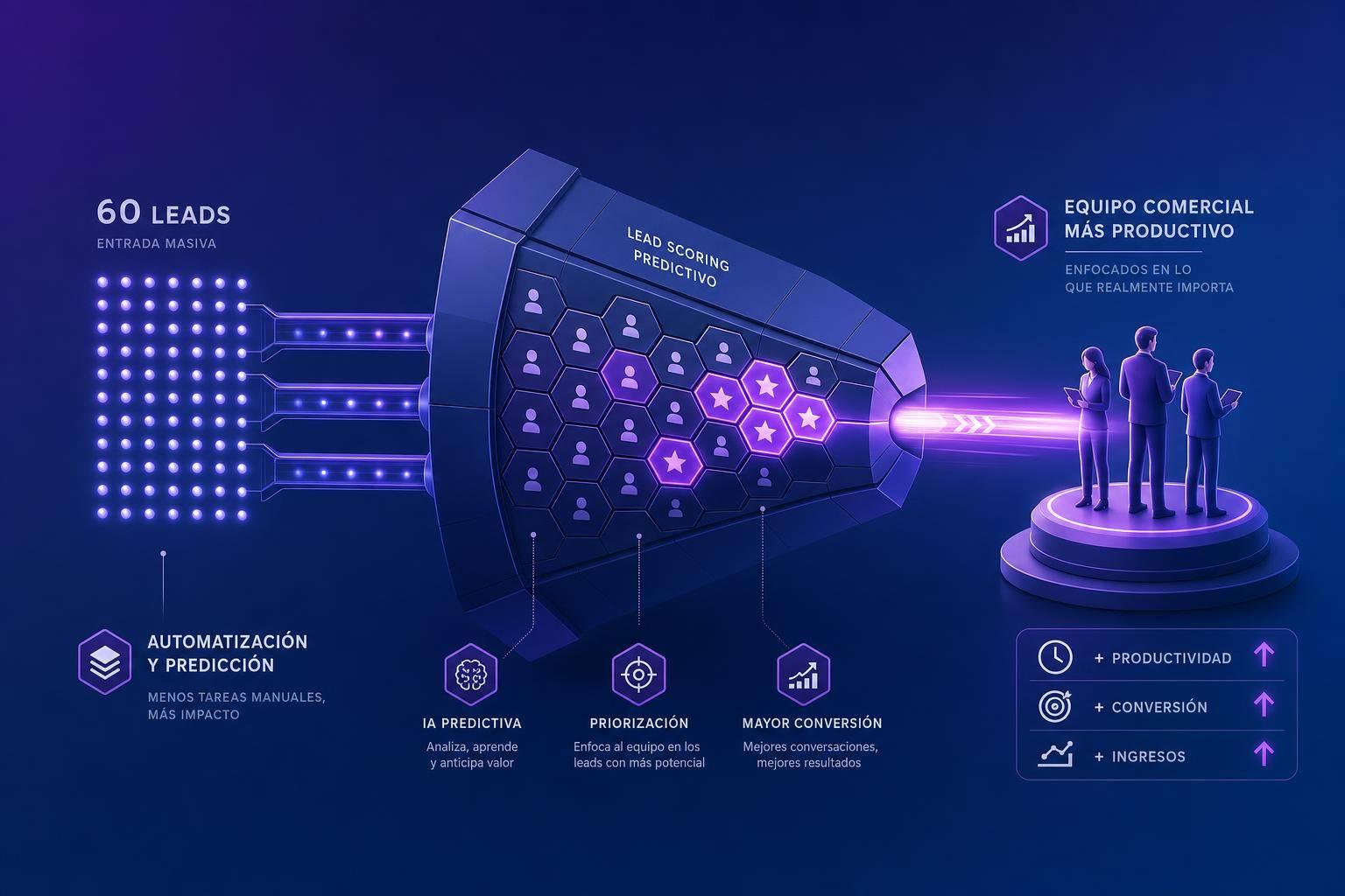 Impacto del lead scoring predictivo en la productividad comercial