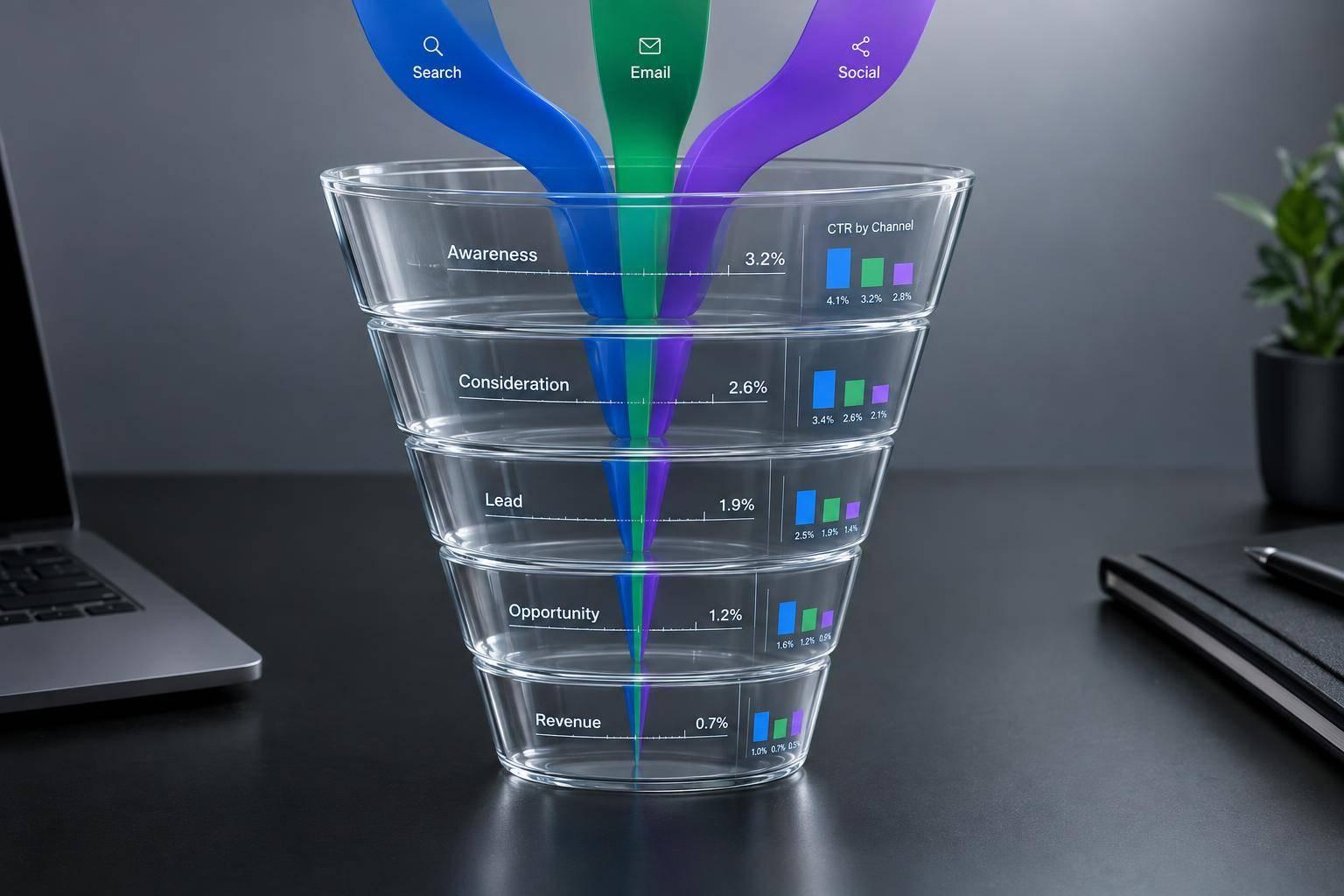 Thumbnail for: Click-Through Rate Benchmarks by Funnel Stage