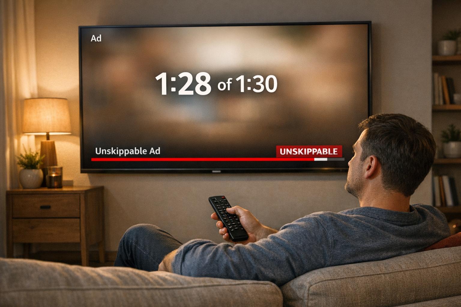 Thumbnail for: YouTube tests extended unskippable ads with select connected television users