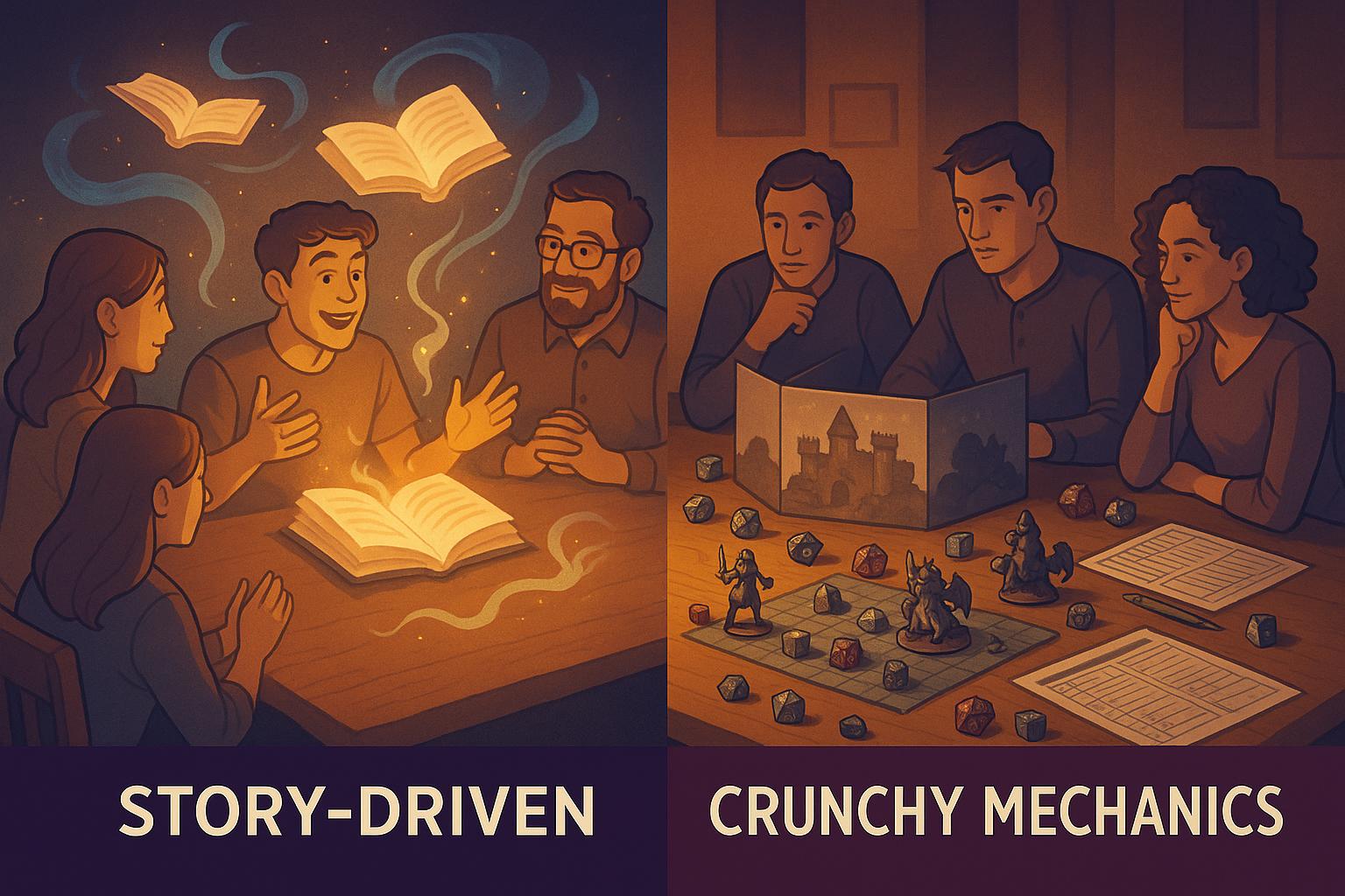 Thumbnail for: Story-Driven vs Crunchy Mechanics: Which TTRPG Style Is Right for You?