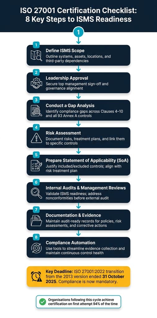 ISO 27001 Certification Checklist: 8 Key Steps to ISMS Readiness