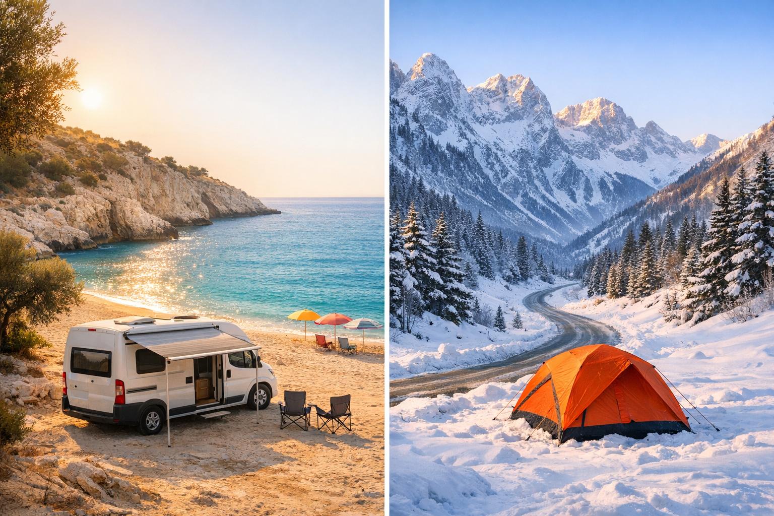 Summer vs. Winter Camping in Albania