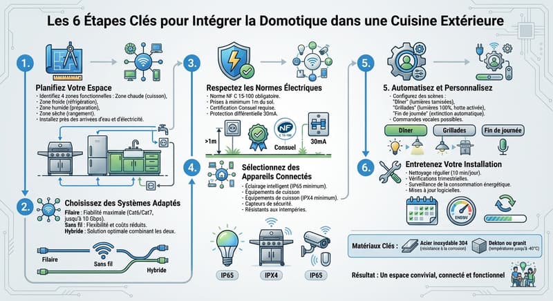 Les 6 étapes clés pour intégrer la domotique dans une cuisine extérieure