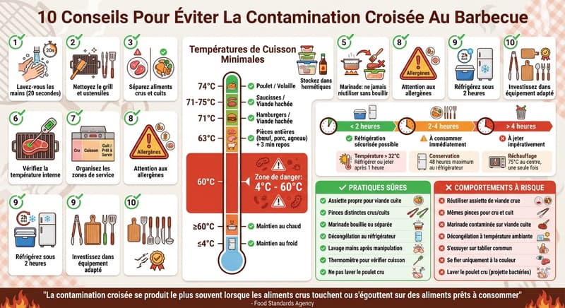 Guide de sécurité alimentaire au barbecue : températures de cuisson et bonnes pratiques
