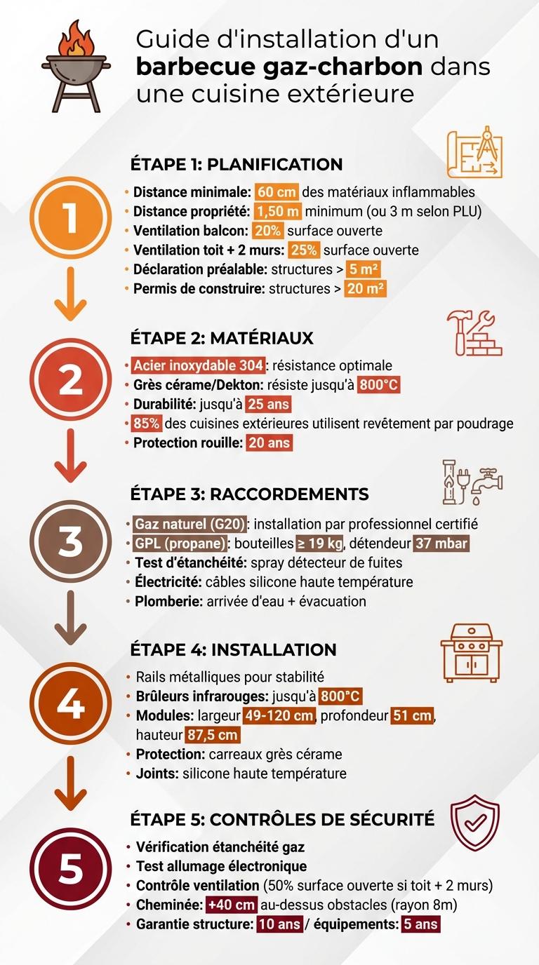 Guide d'installation d'un barbecue gaz-charbon en 5 étapes