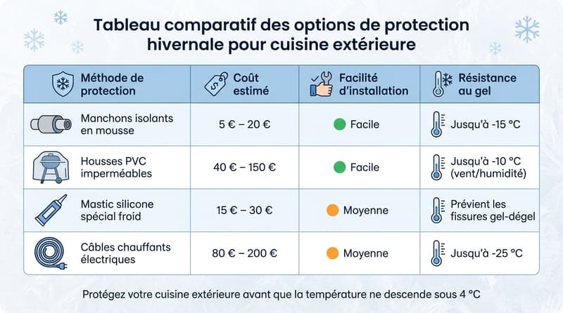 Comparaison des méthodes de protection hivernale pour cuisine extérieure