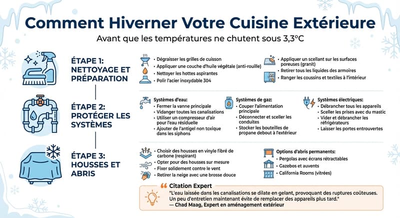 Guide complet d'hivernage d'une cuisine extérieure en 3 étapes