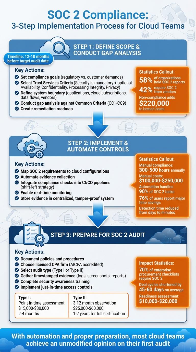 SOC 2 Compliance Implementation Process for Cloud Teams