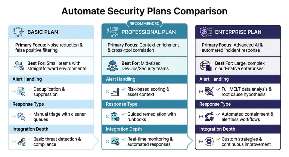 Automate Security Plans Comparison: Basic vs Professional vs Enterprise Features