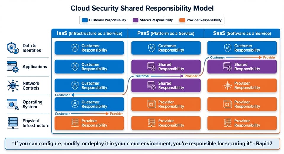 Cloud Security Shared Responsibility Model: IaaS vs PaaS vs SaaS