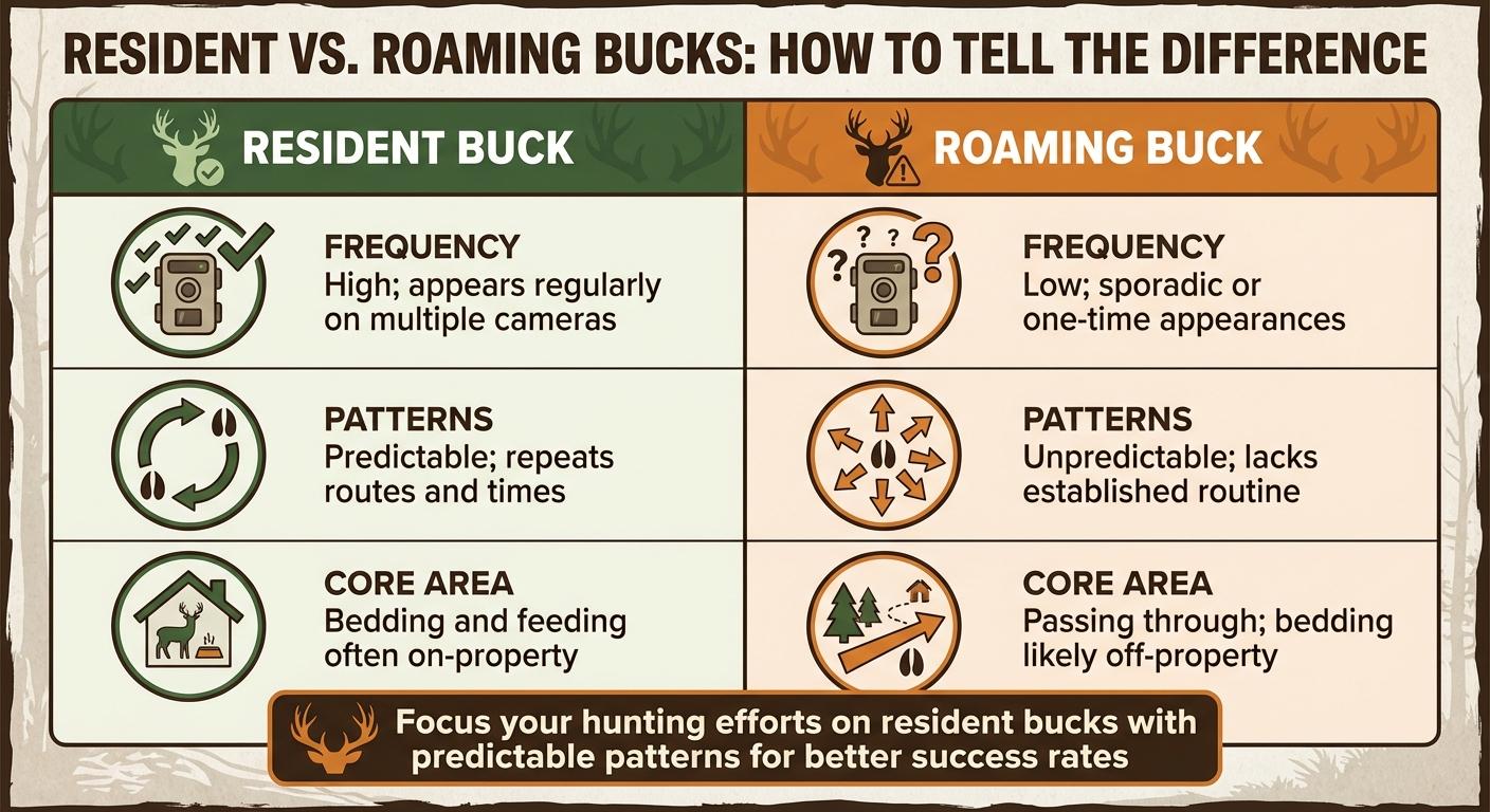 Resident vs Roaming Buck Identification Guide for Trail Camera Analysis