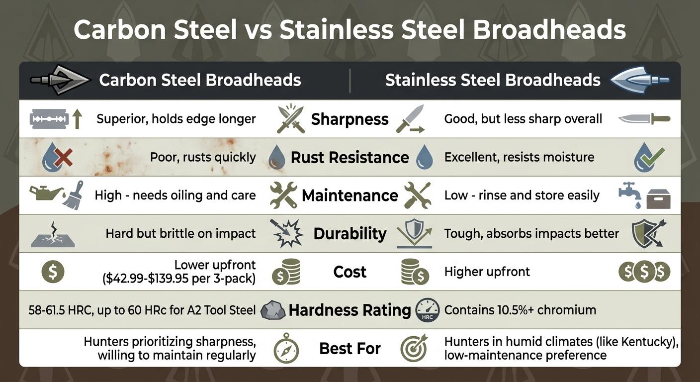 Carbon Steel vs Stainless Steel Broadheads Comparison Chart