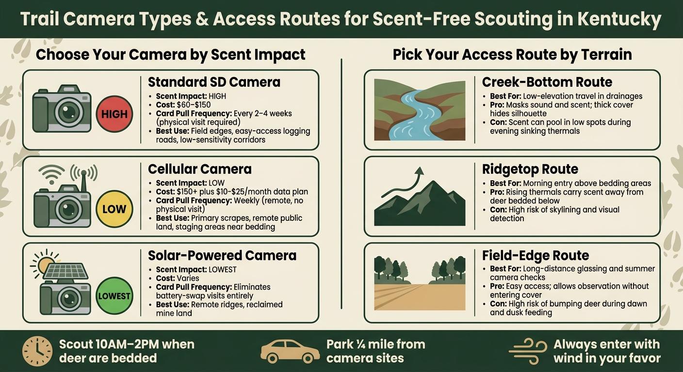 Trail Camera Types & Access Routes for Scent-Free Deer Scouting in Kentucky