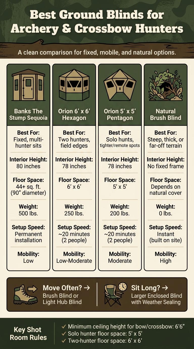 Ground Blind Comparison Chart for Archery & Crossbow Hunters
