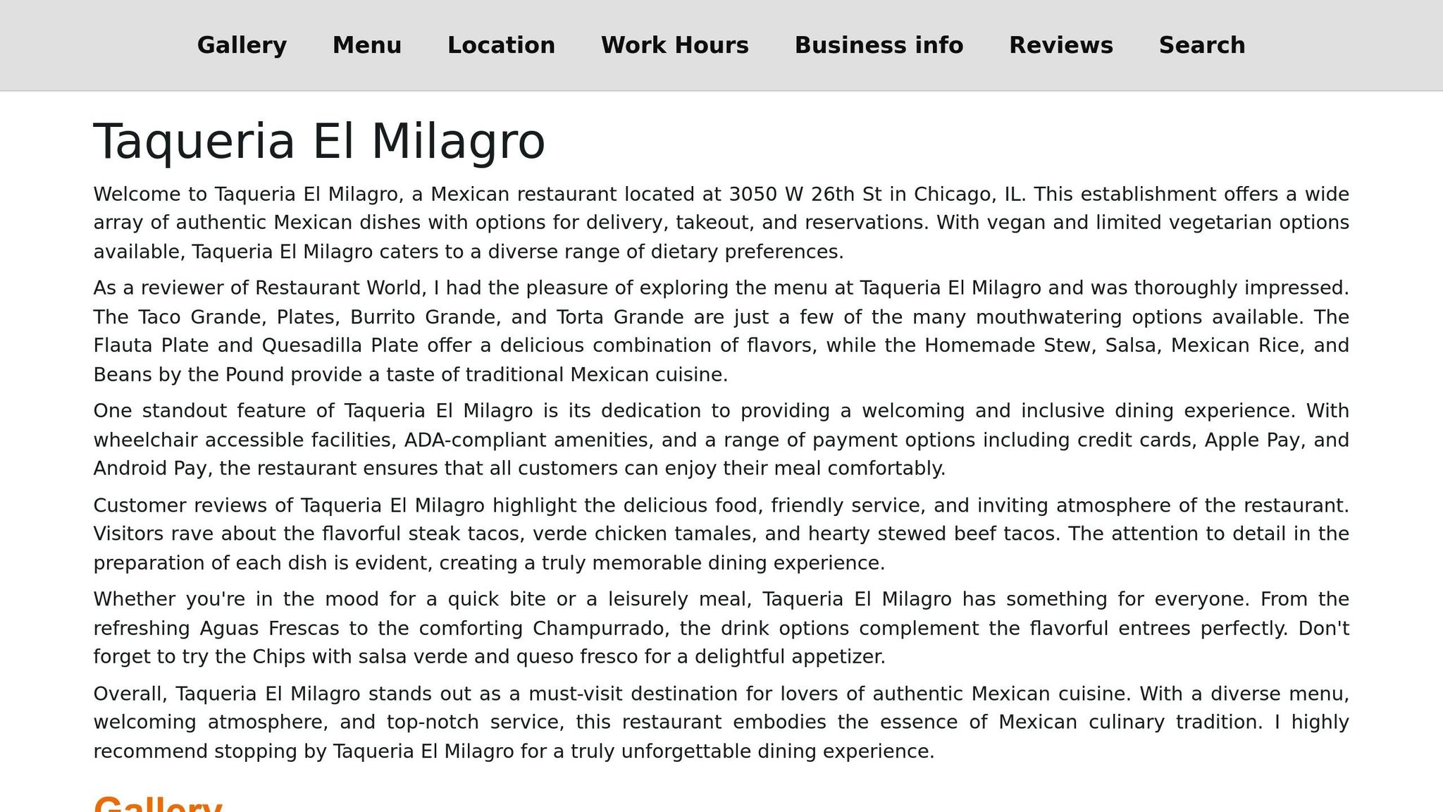 Taqueria El Milagro