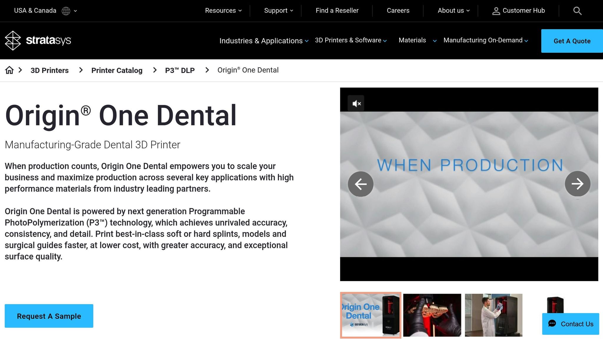 Stratasys Origin One Dental