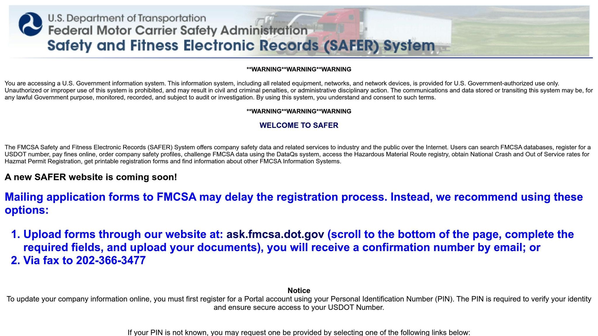 FMCSA SAFER System